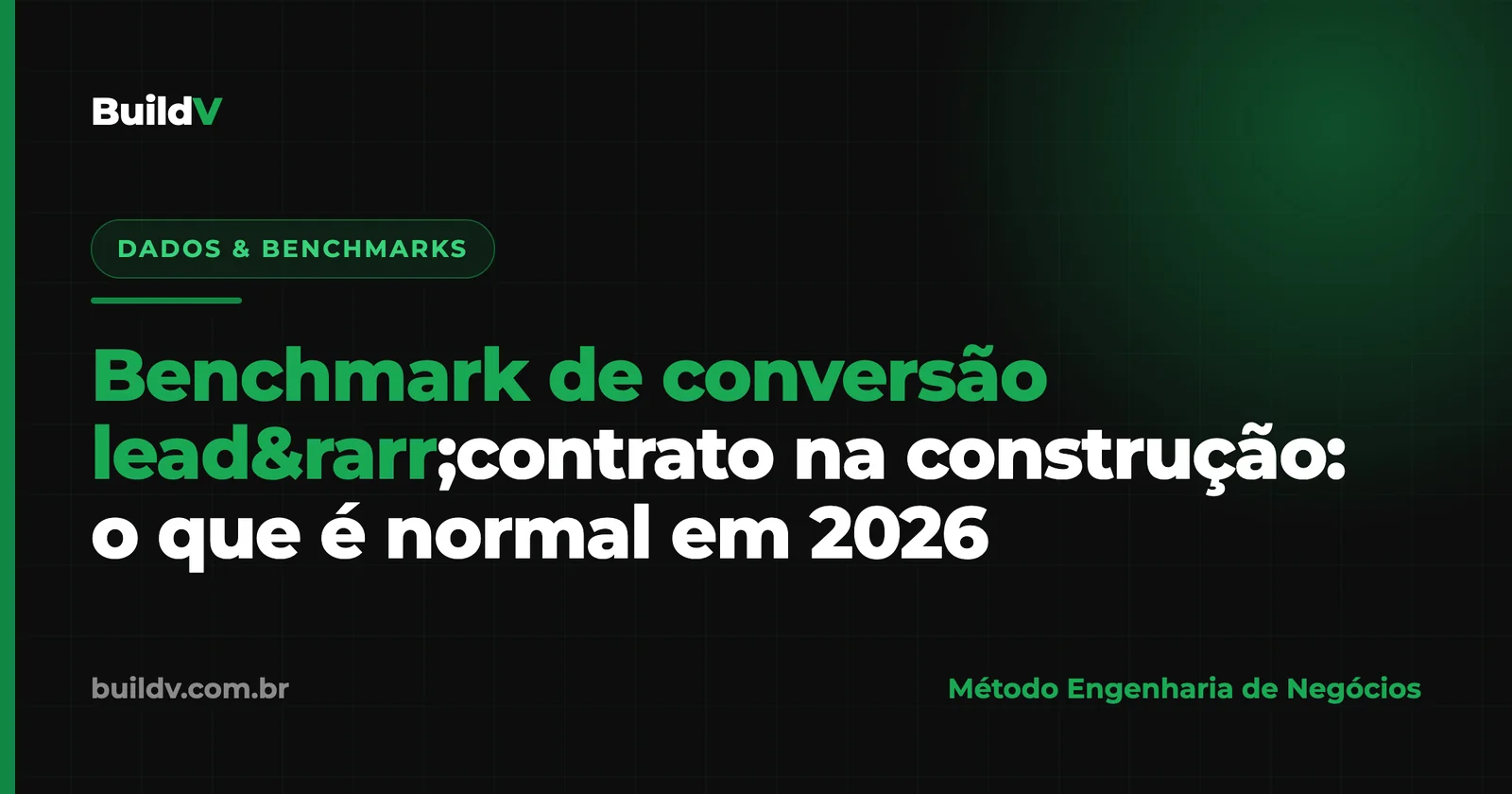 Benchmark de conversão lead→contrato na construção: o que é normal em 2026